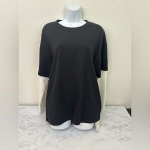 Dazy Women's Top Size M Black Long Sleeve Twofer Shirt Pullover NWT D2